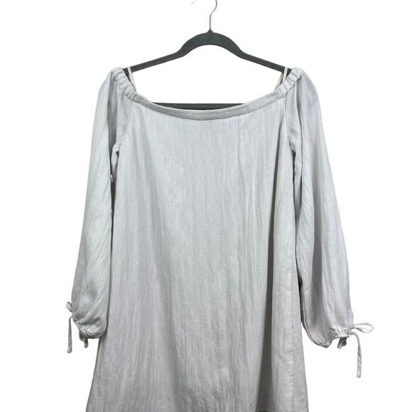 Lilly Pulitzer Off The Shoulder Shift Dress 3/4 Sleeve Fringe Hem White Women S* - Picture 6 of 6